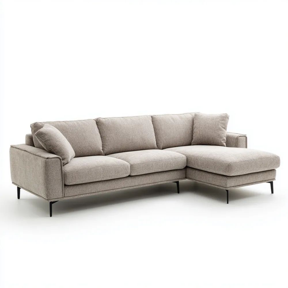 Ecksofa Stoffpolster 250x160x85 cm – Beige – Moderner Stil
