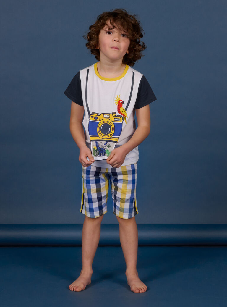 Pyjama blanc, bleu et jaune enfant garçon