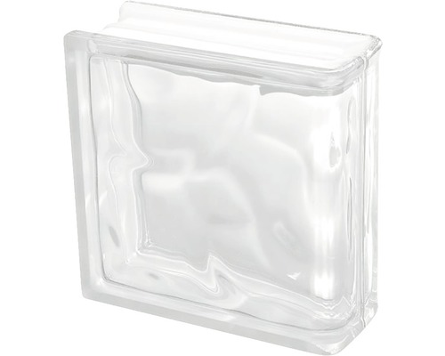Glazen blok wolk eindblok wit 19 x 19 x 8 cm