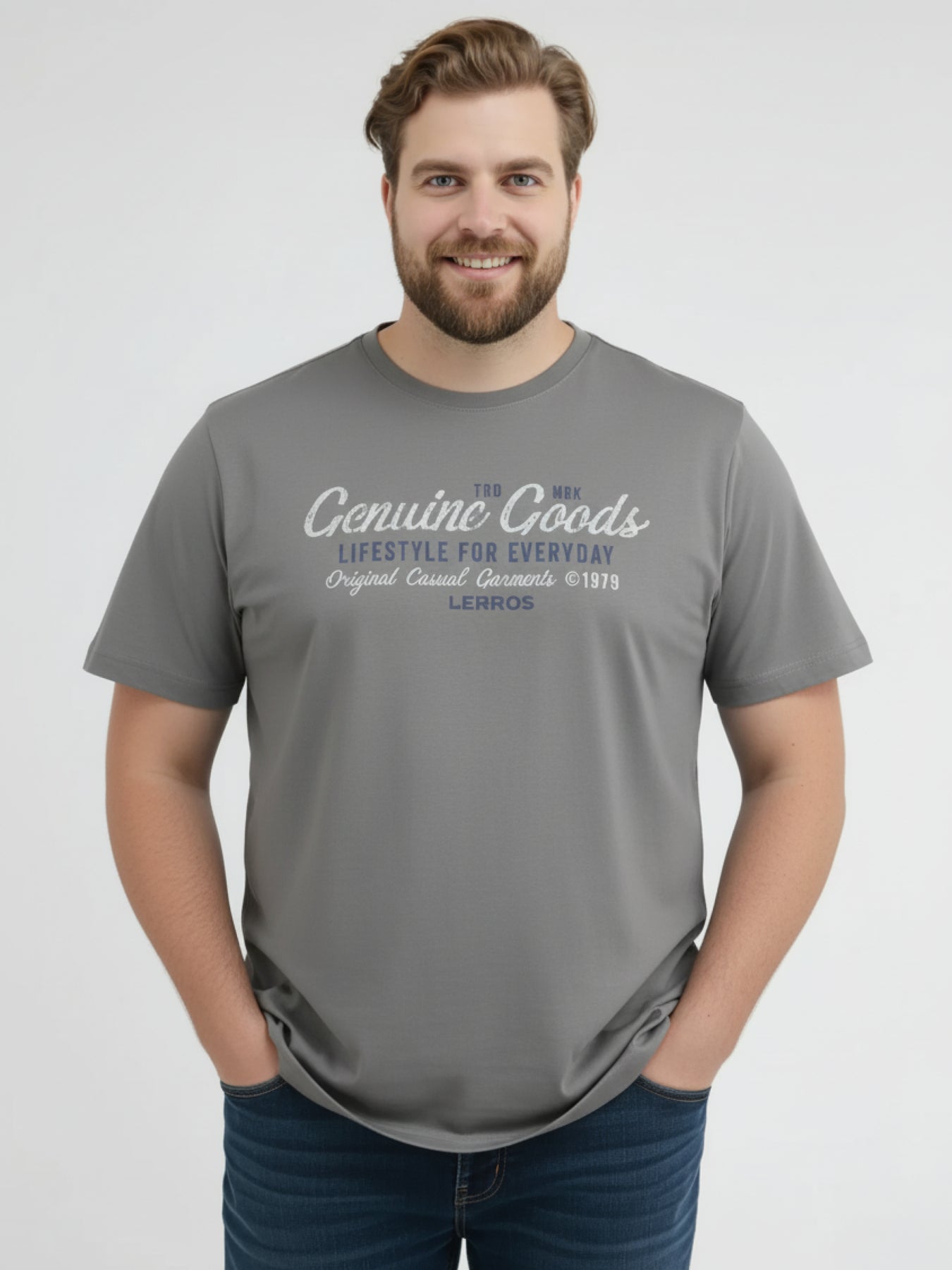 T-Shirt unifarben mit Print und 1/2-Ärmeln
