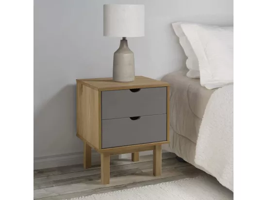 Table de chevet OTTA marron et gris 45x39x57 cm bois pin massif
