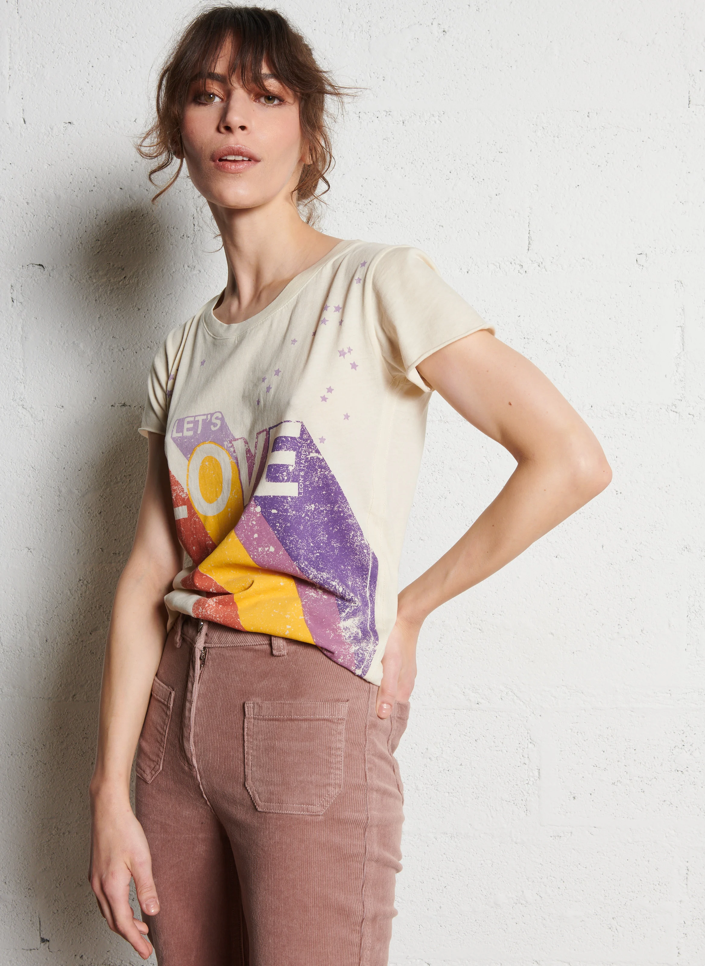 TORO - Tee-shirt droit col rond imprimé en coton bio | Blanc