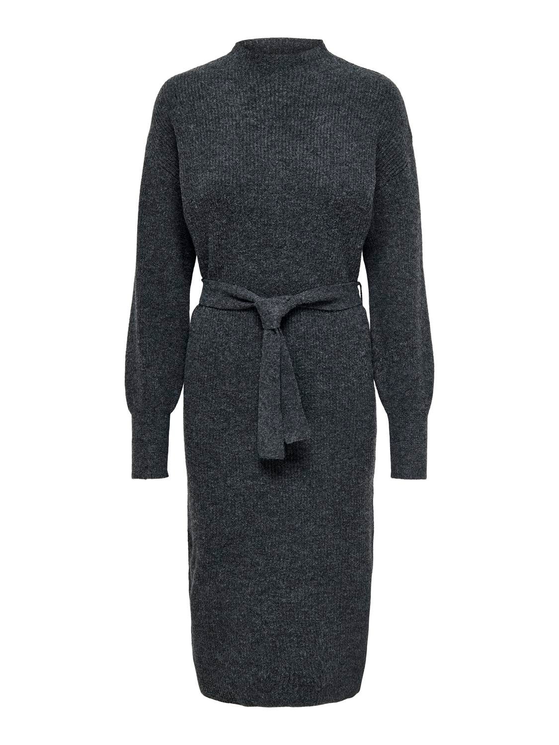 ONLTHILDE Langes Kleid Dark Grey Melange
