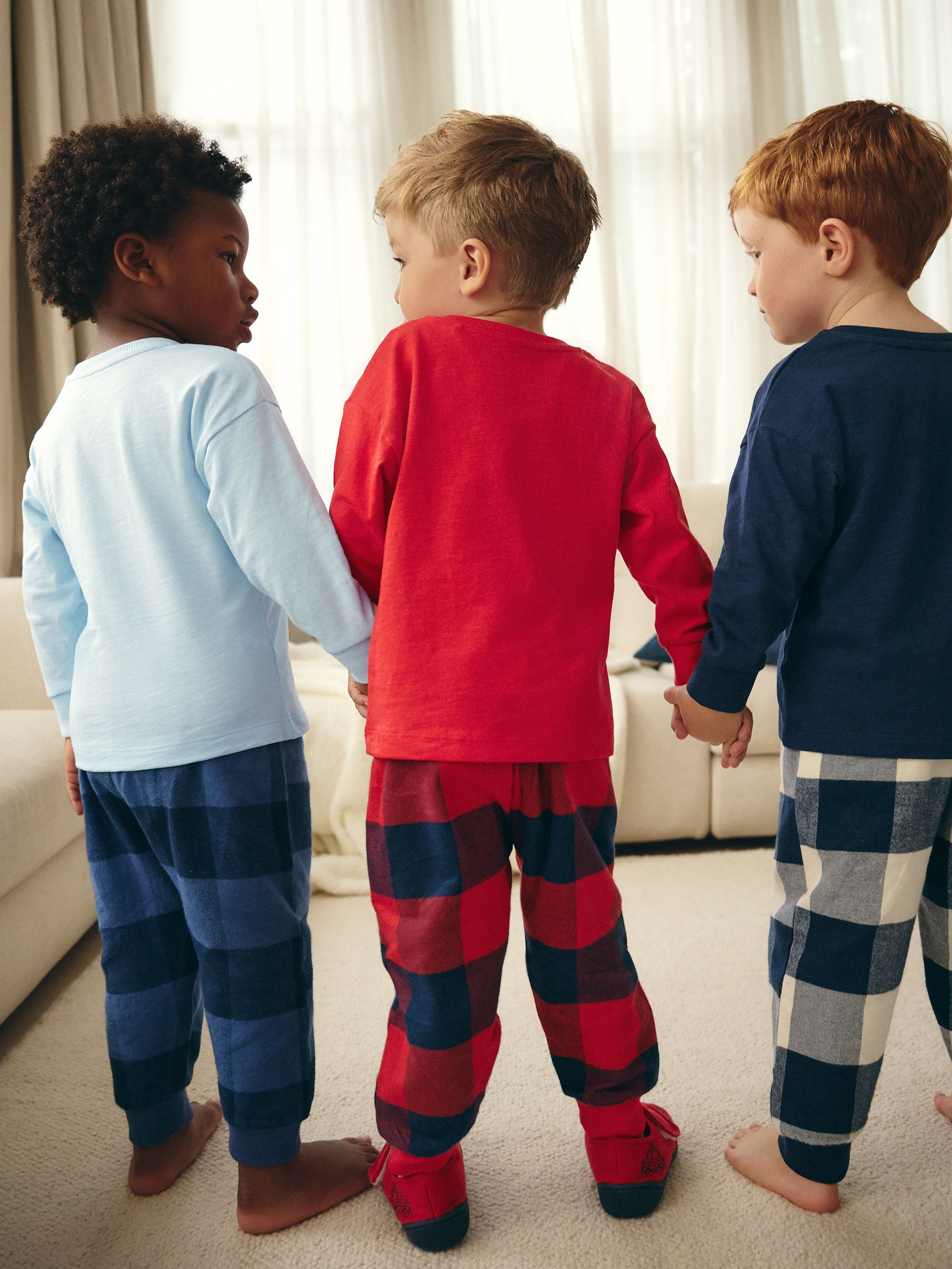 Rood/marineblauw/blauw voertuig - Pyjama met geweven onderkant 3 Pack (9mths-12yrs)