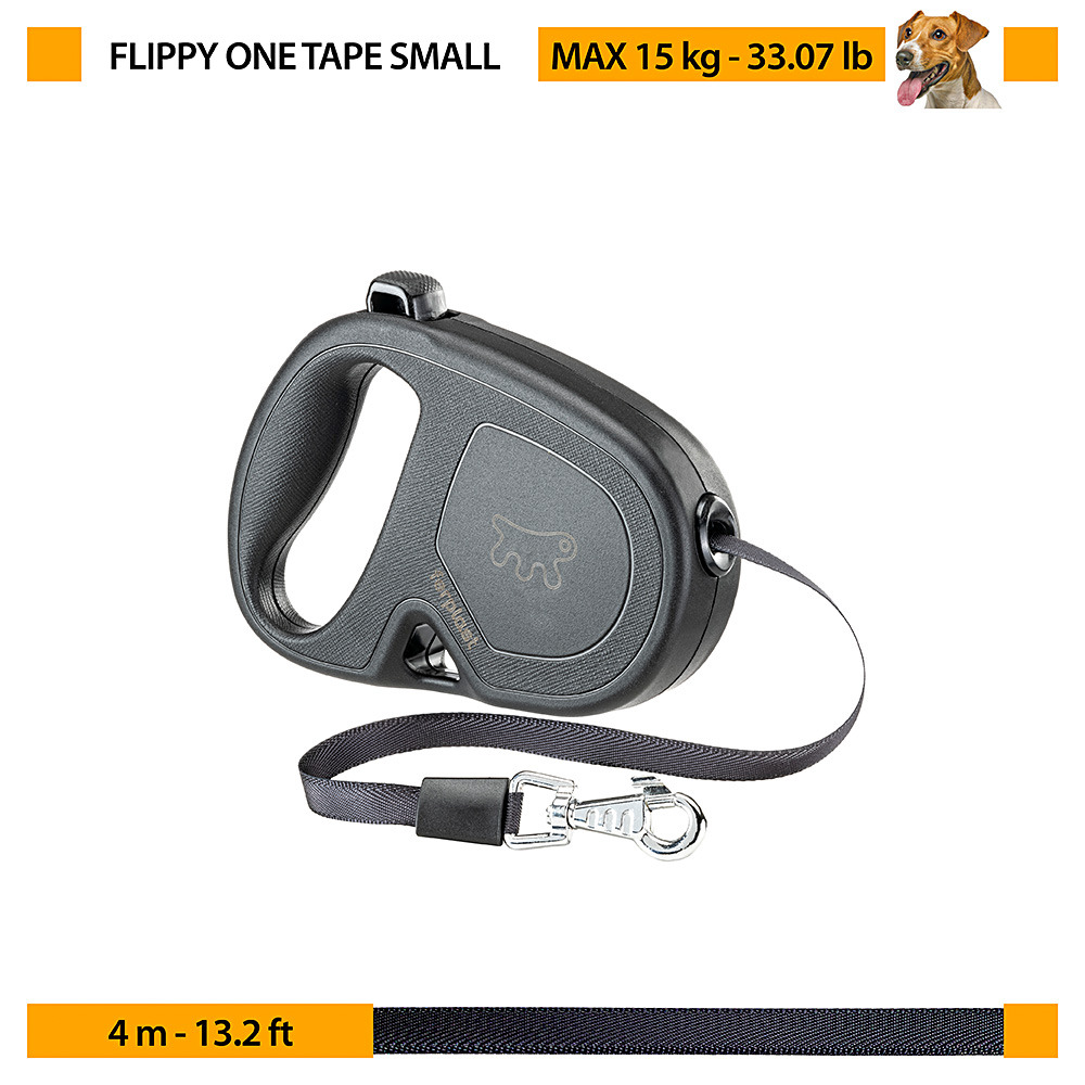 Laisse rétractable pour chiens de taille moyenne flippy one tape s, sangle extensible 4 m, max 15 kg, bleu