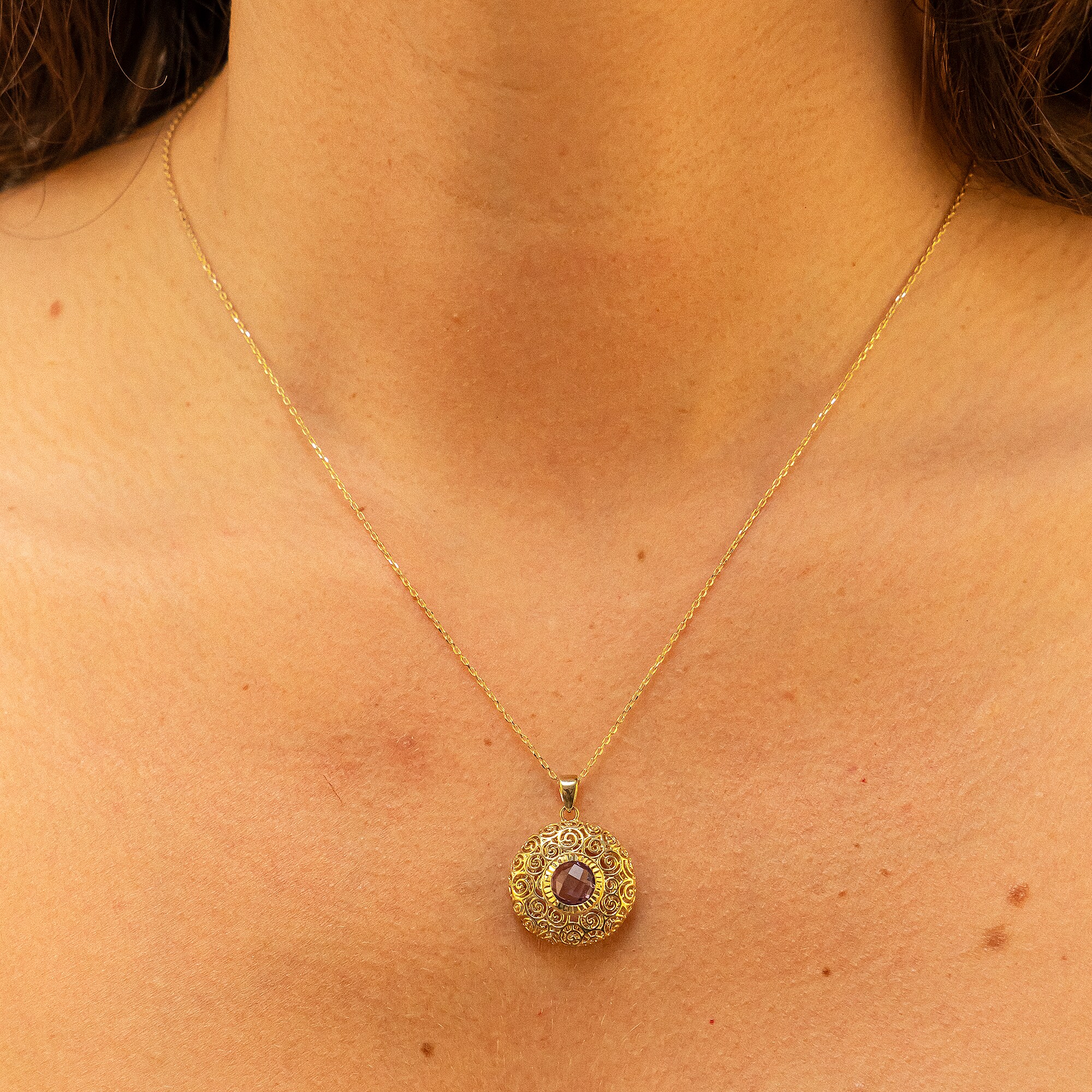 Fascination by Ellen K. Halskette Gold 333 mit echtem Amethyst 8mm