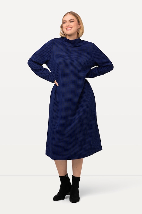 Sweatkleid, Struktur, Taschen, Stehkragen, Langarm