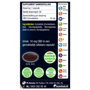 Lucovitaal CBD Cannabidiol 10mg Capsules 30CP