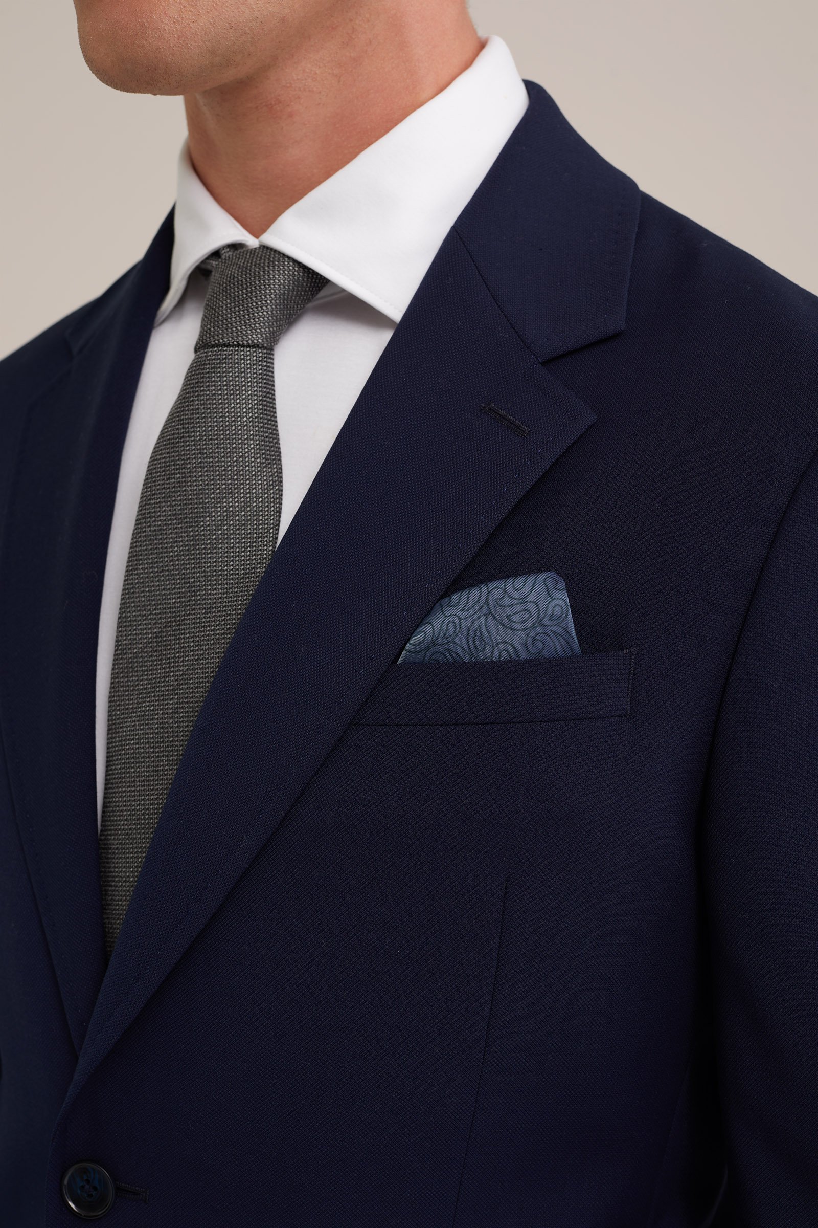 premium slim fit blazer van wolmix WE Fashion Donkerblauw