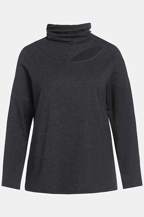 Shirt, Cut-Out, Classic, Stehkragen, Langarm