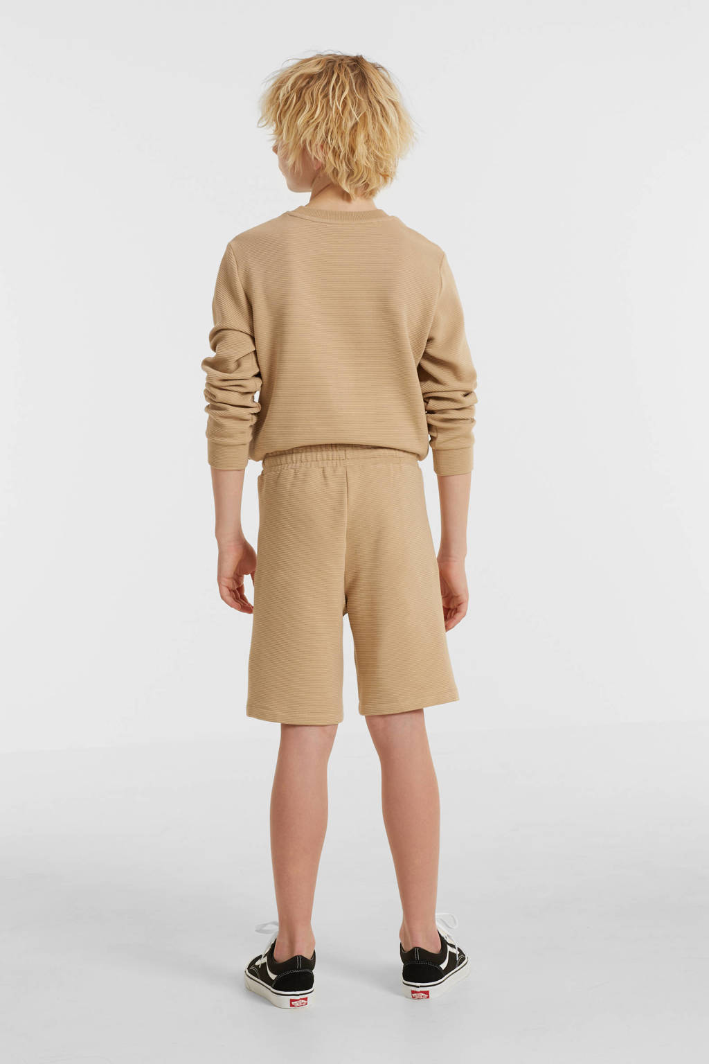anytime geribde sweatshort beige