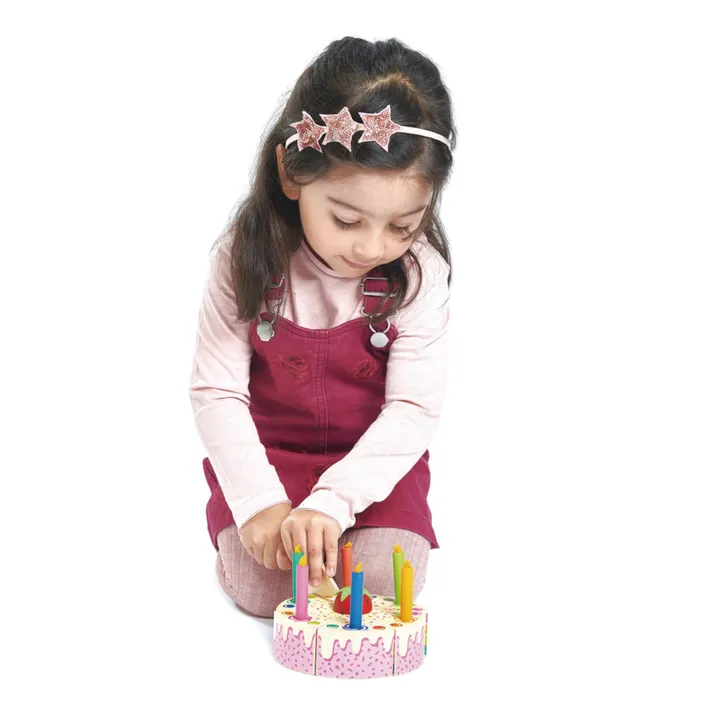 Tender Leaf Toys Gâteau d'anniversaire arc-en-ciel en bois