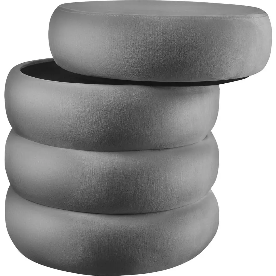 tectake Hocker Altu, gestoffeerd, opbergruimte, Fluweellook Grijs
