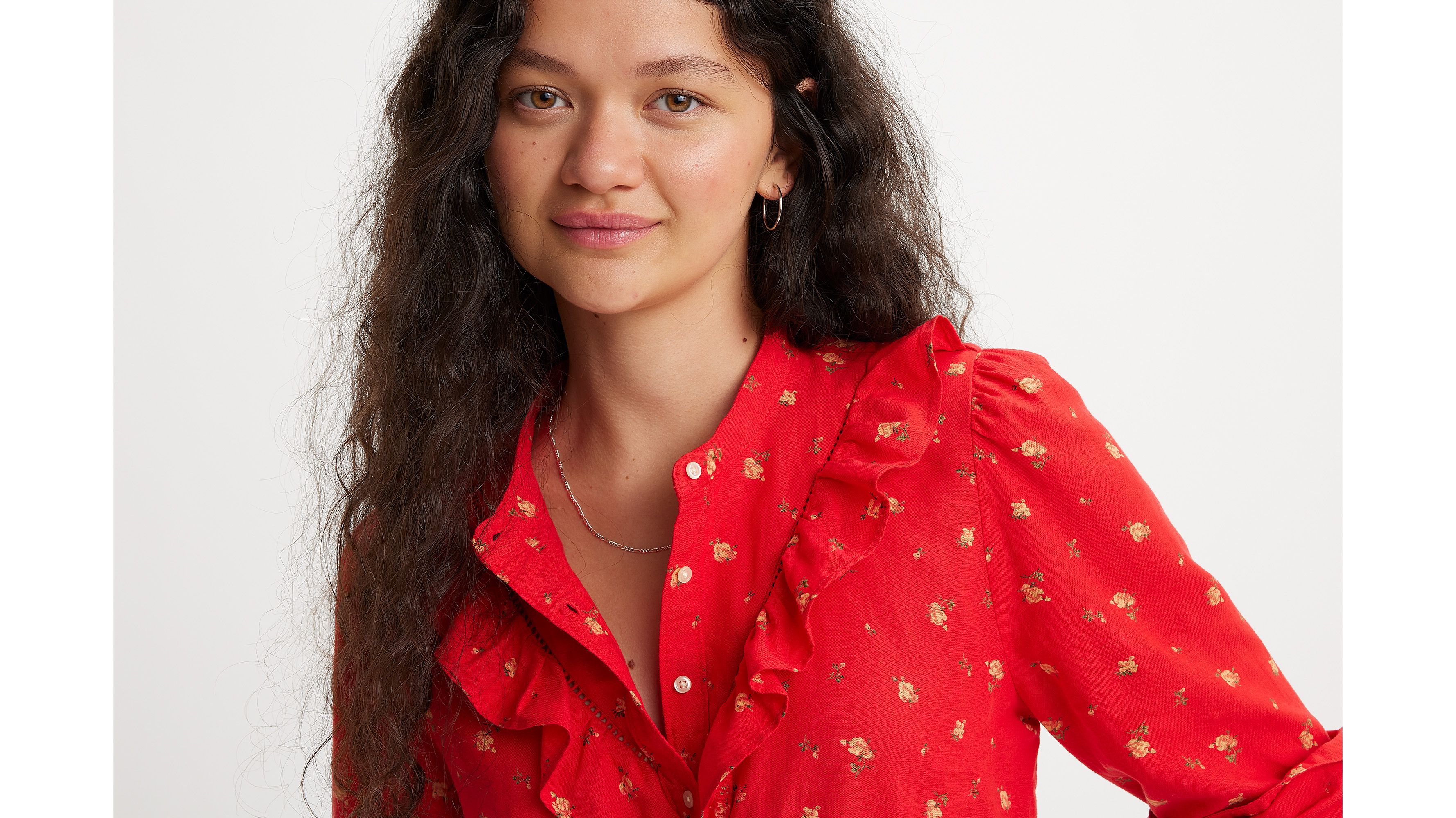 Blouse Carinna - Nina Floral Script Red - Rouge