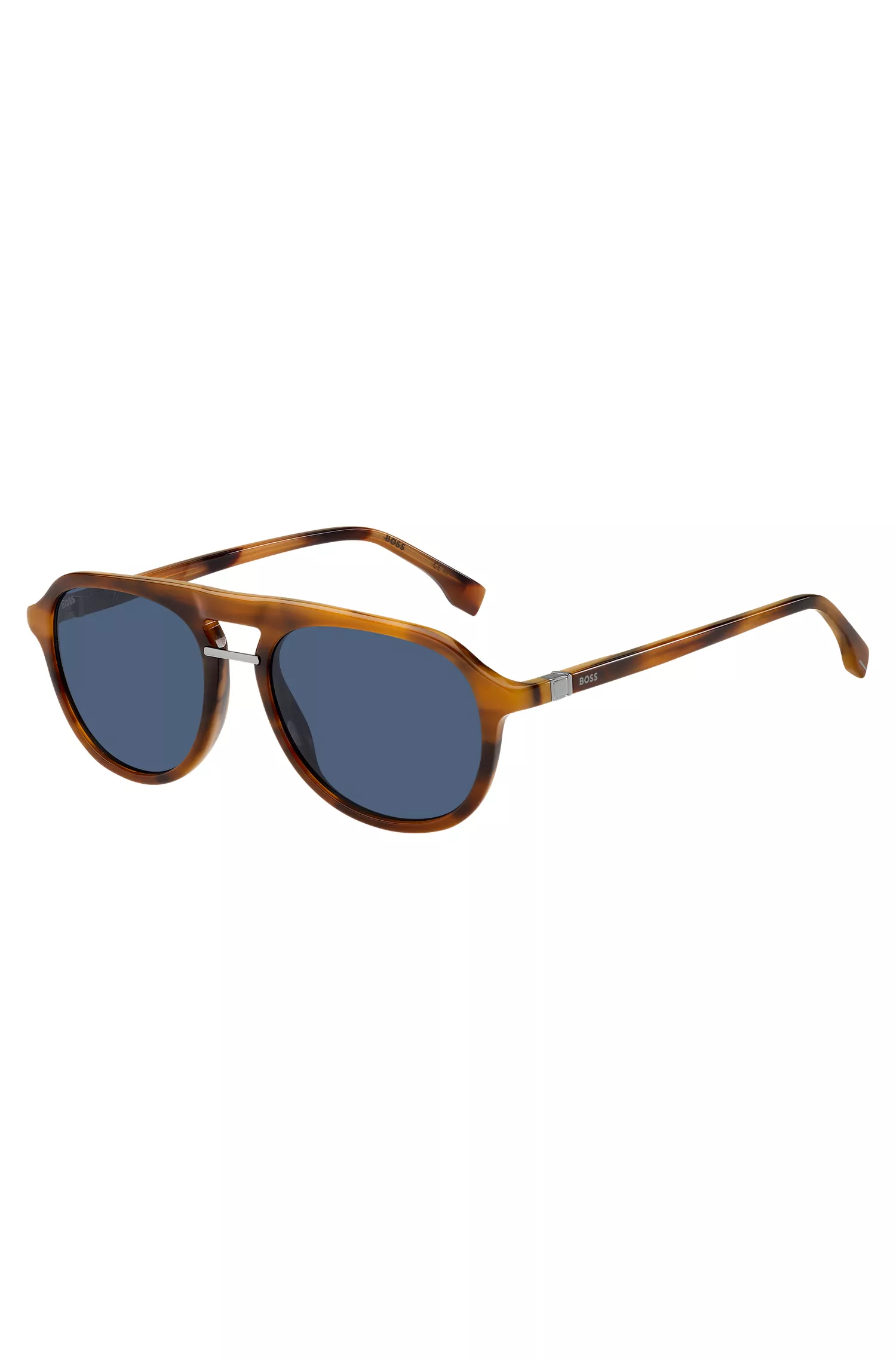 Óculos de sol BOSS em acetato preto Havana com dobradiças de 360°