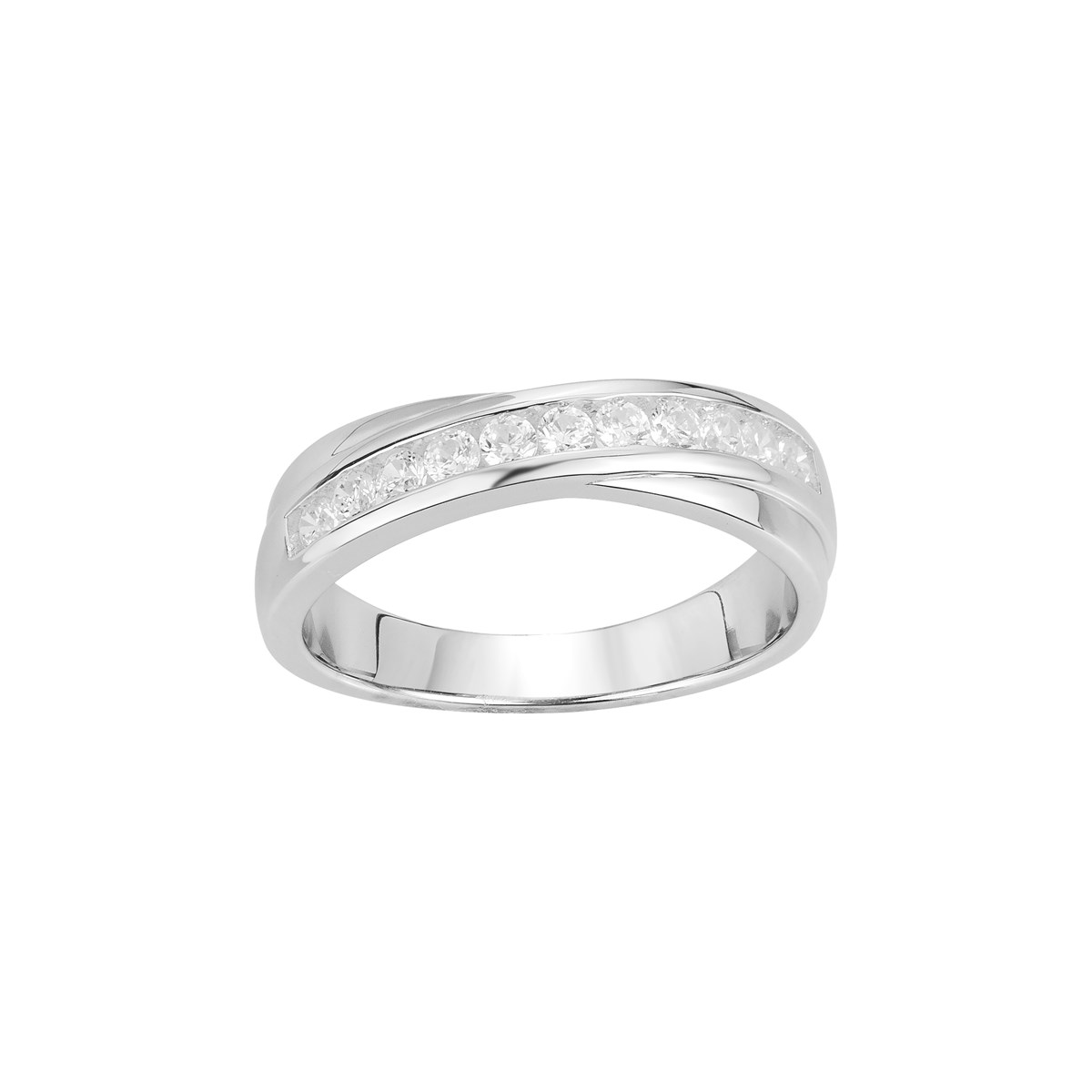 Alliance en Argent avec oxyde de zirconium blanc