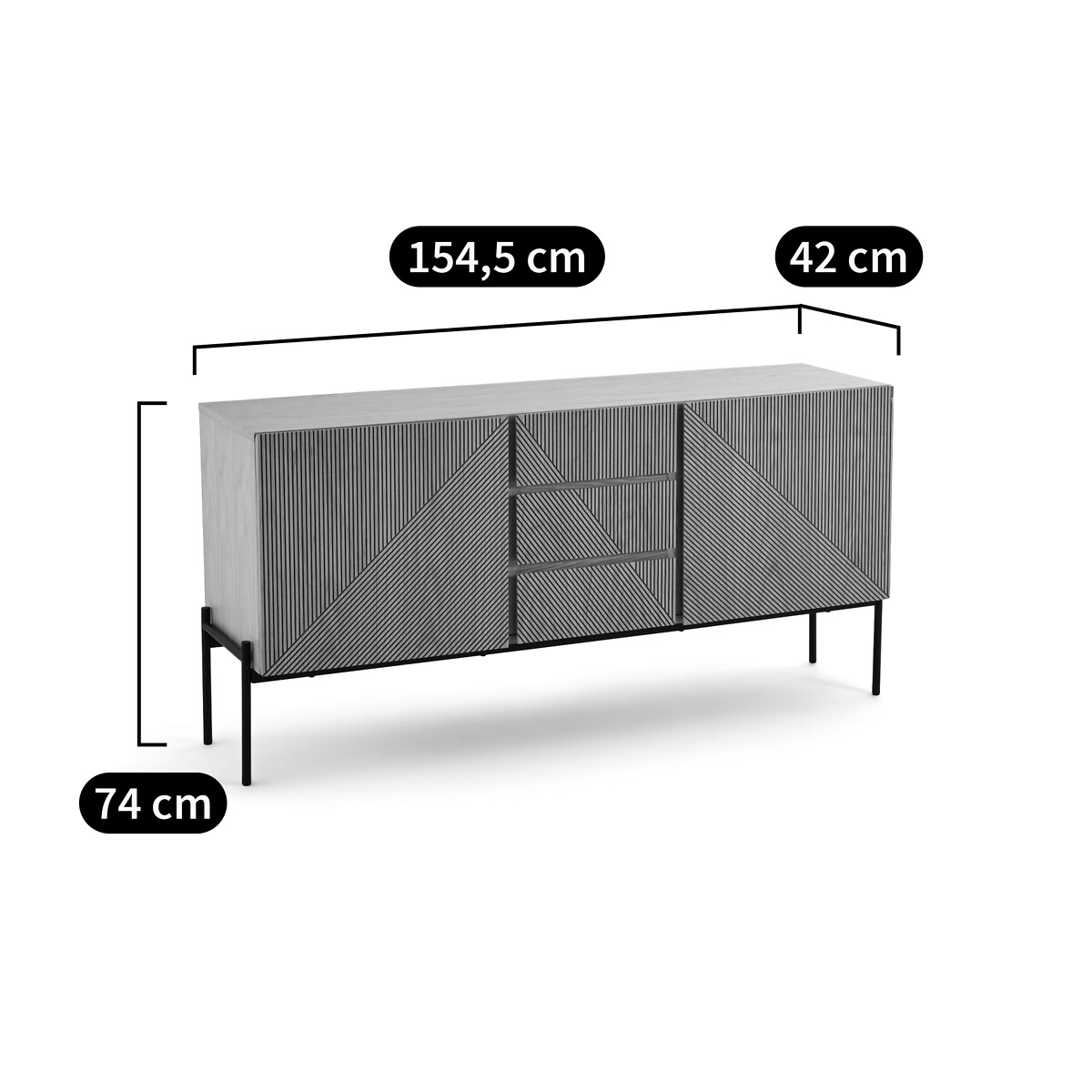 LA REDOUTE INTERIEURS<br>Móvel buffet vintage, 2 portas, 3 gavetas, Lodge