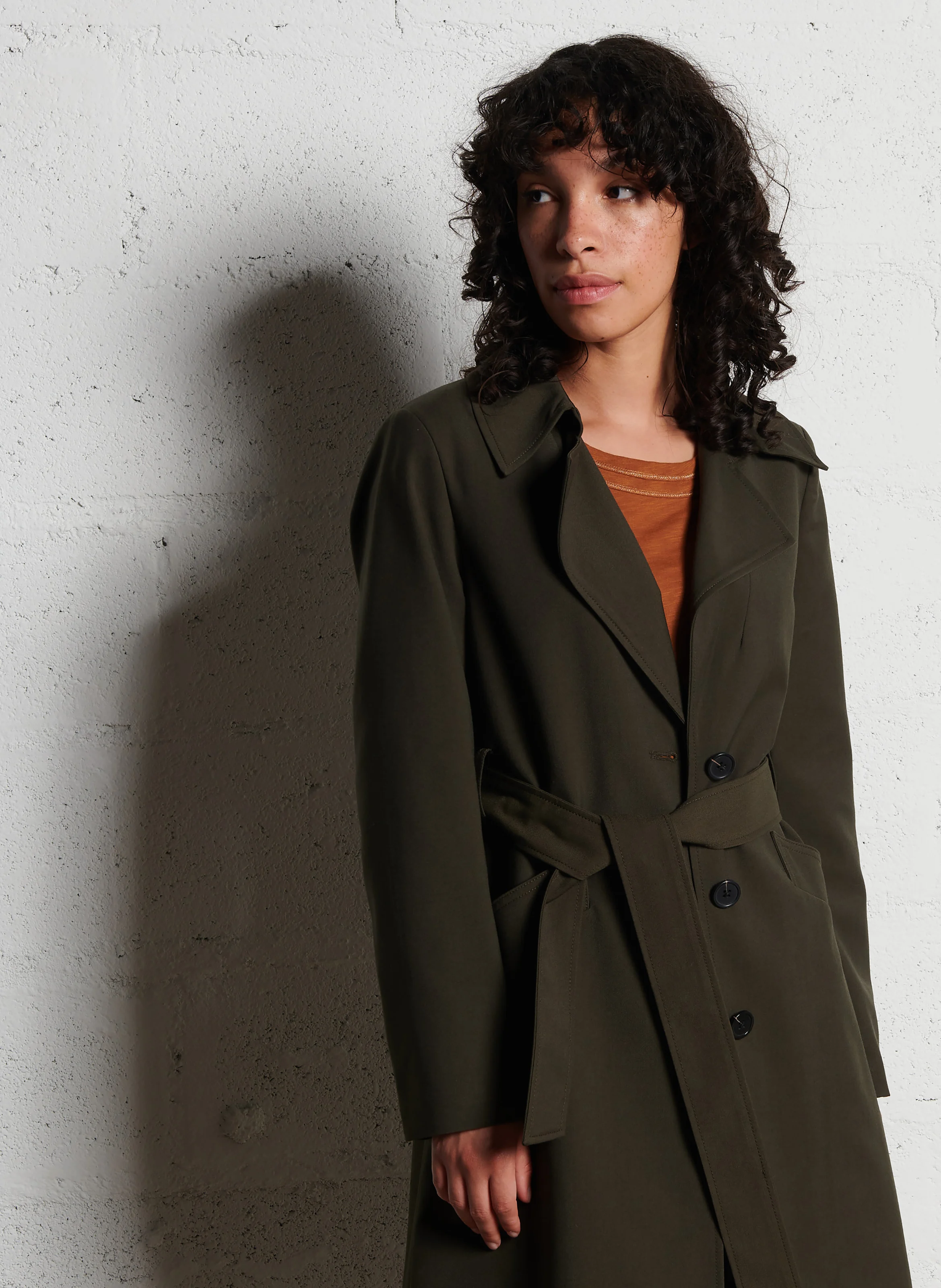 RYO TR - Trench long à col tailleur| Vert