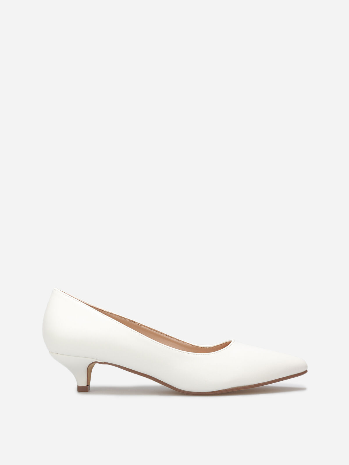 Escarpins pointus kitten heel- Blanc