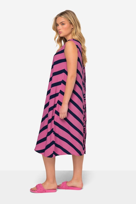 Kleid, A-Line, Print-Mix, V-Ausschnitt, ärmellos