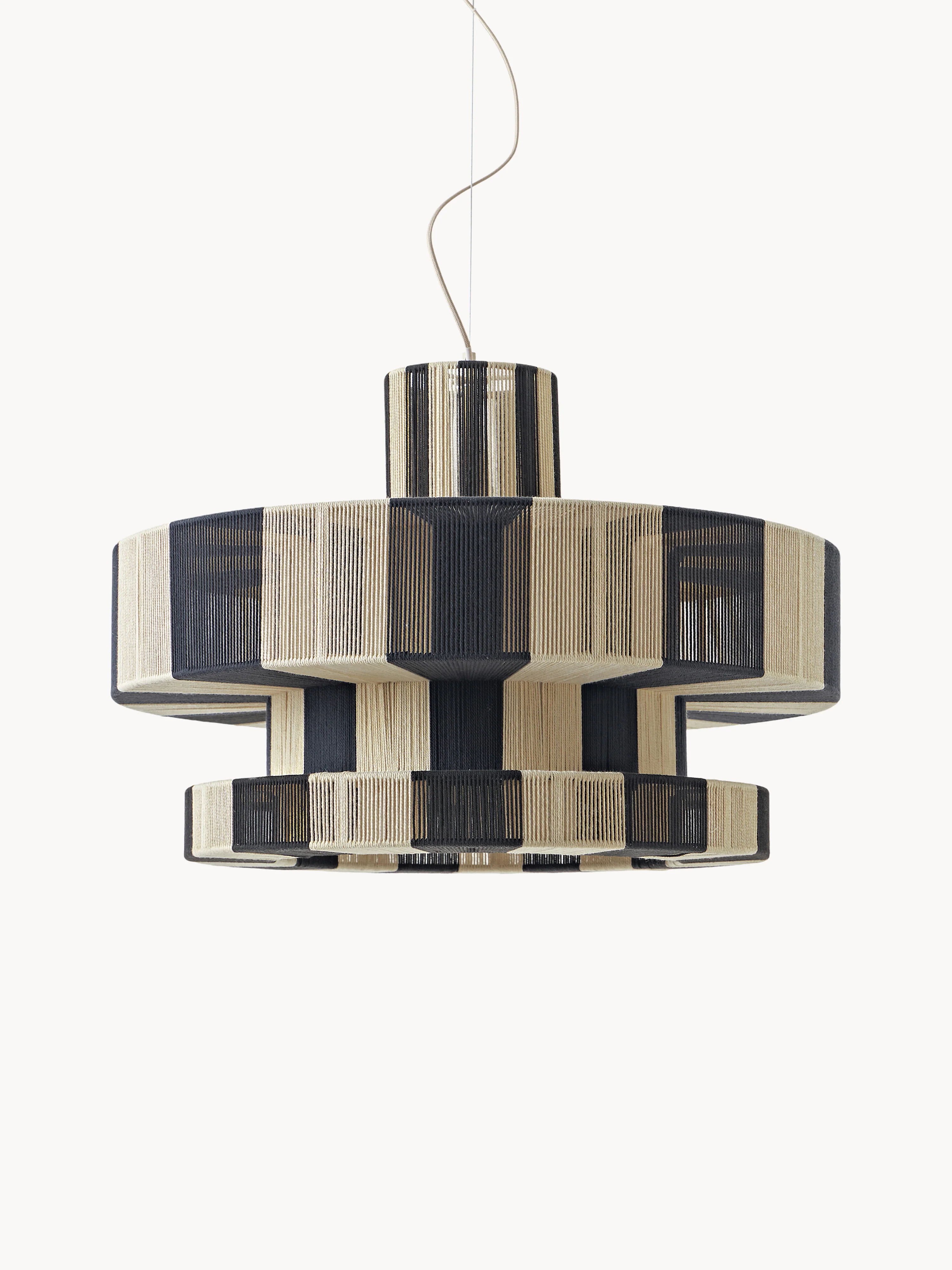 Grote hanglamp Lace van linnen draad