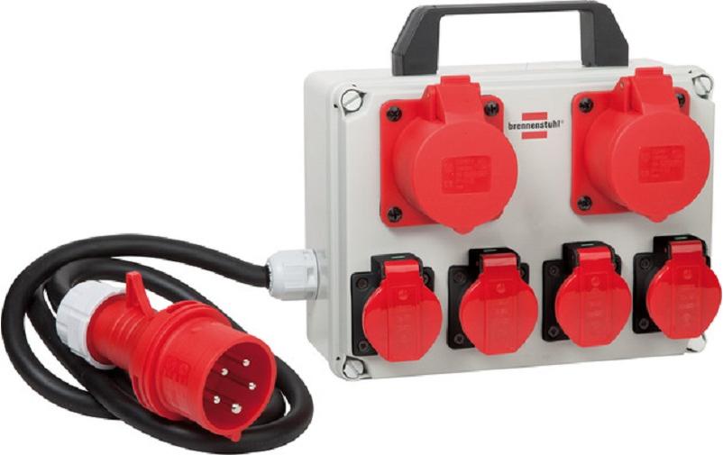 Baustromverteiler BKV 2/4T 2x CEE/5, 4x T25/5,<br>Mobilverteiler BKV 2/4 T mit 2 m langem Kabel für den belastbaren Einsatz