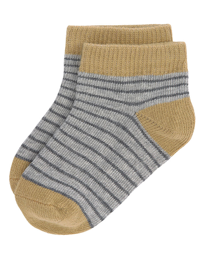 Socken SNEAKER MINI 3er-Set gestreift in curry/grau