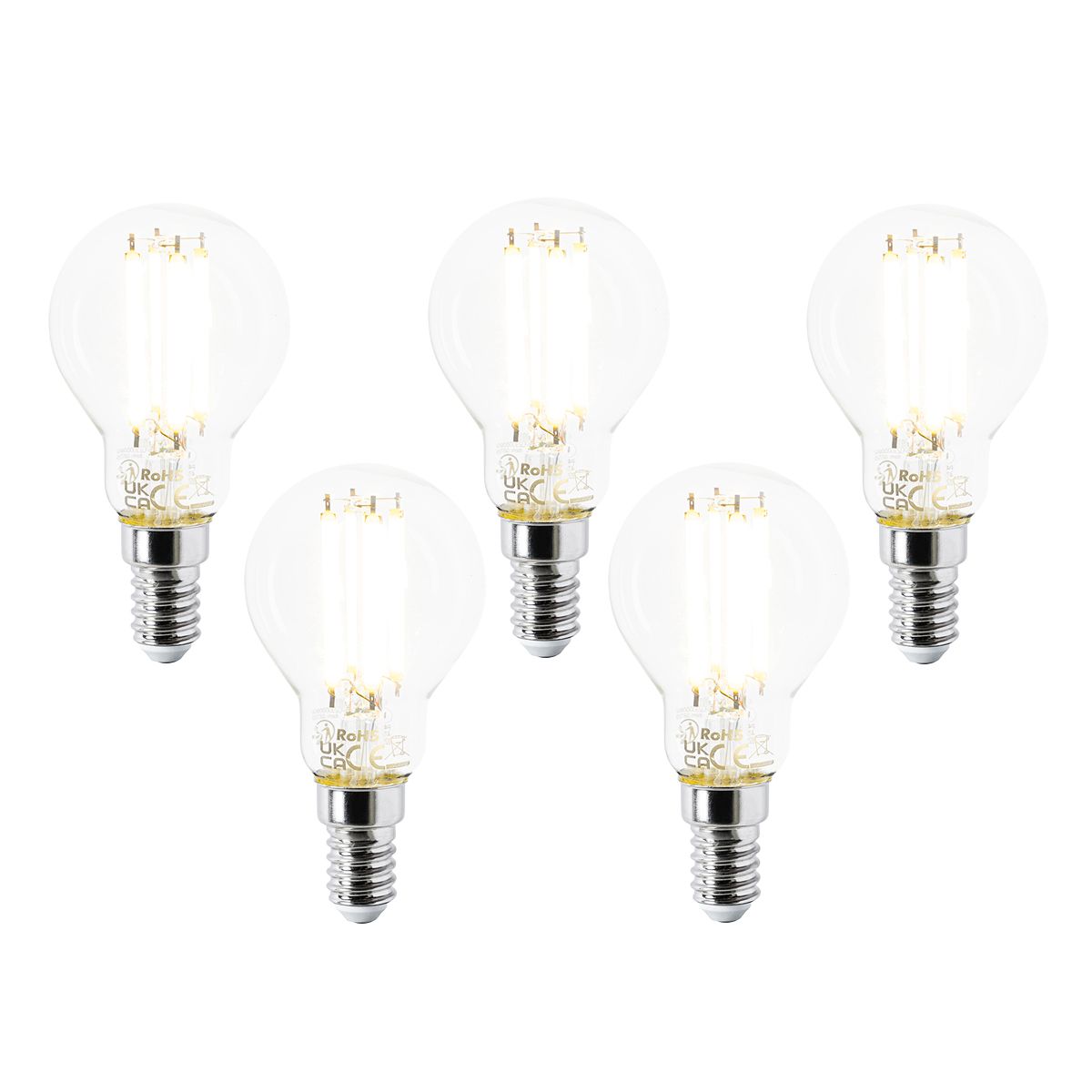 Set van 5 E14 LED lamp P45 helder 2,2W 470 lm 2700K