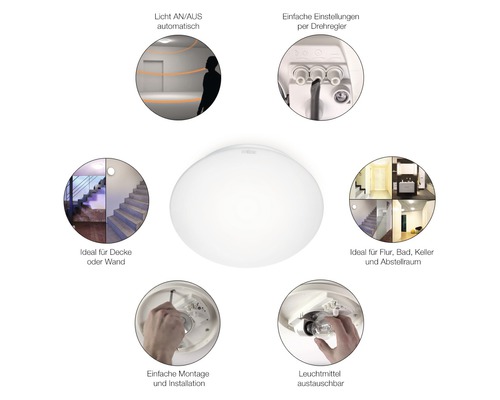 Steinel Sensor Plafondlamp IP44 1-lichts Ø 27,5 cm RS 16 L wit