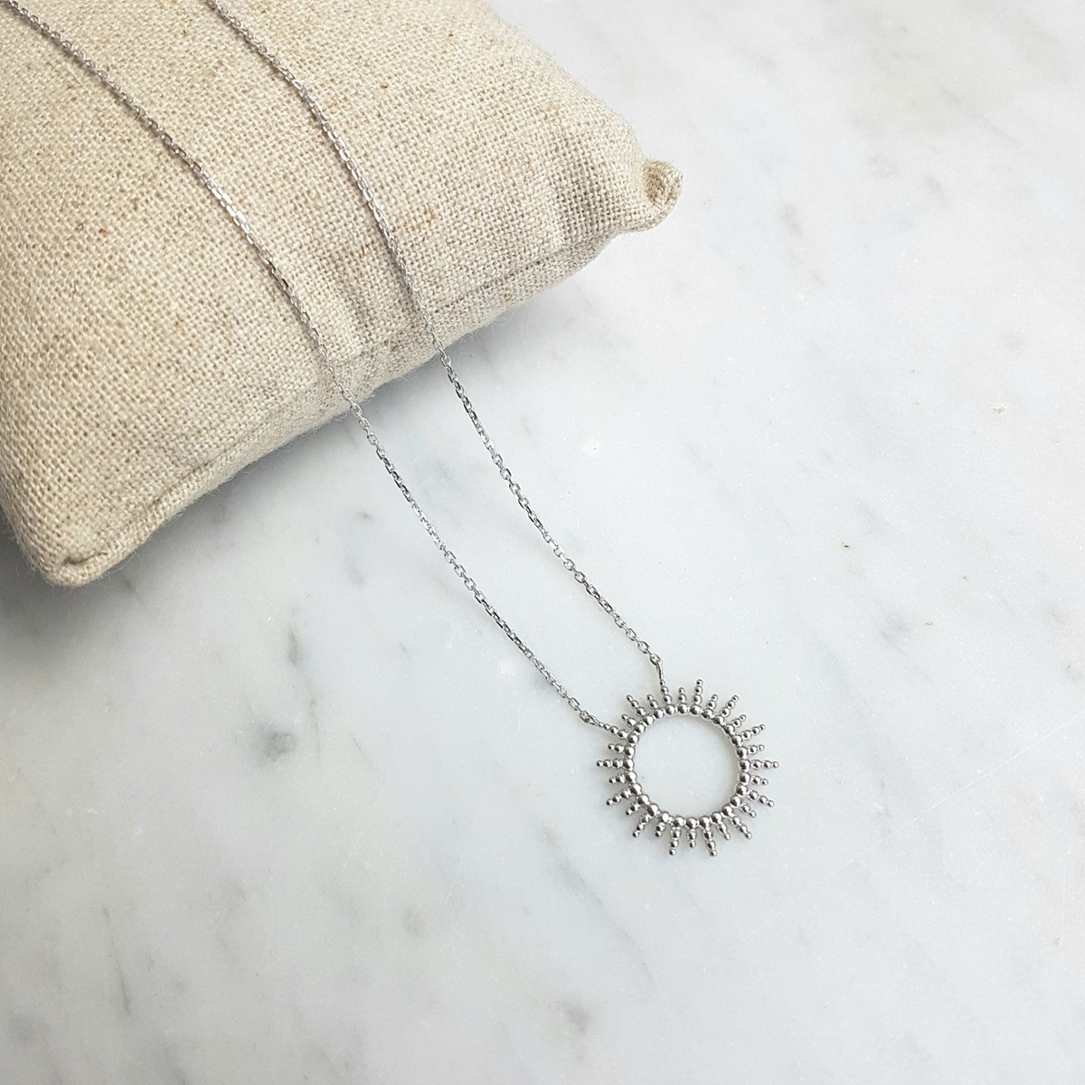 Collier Fin Argent Mode Tendance Pendentif Soleil