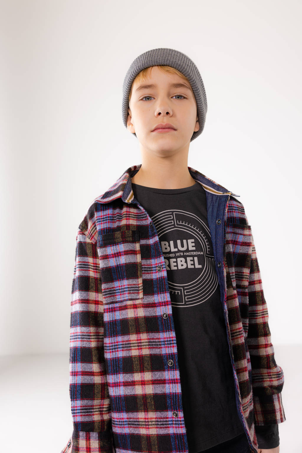 Blue Rebel longsleeve Karsten met printopdruk donkergrijs/ecru