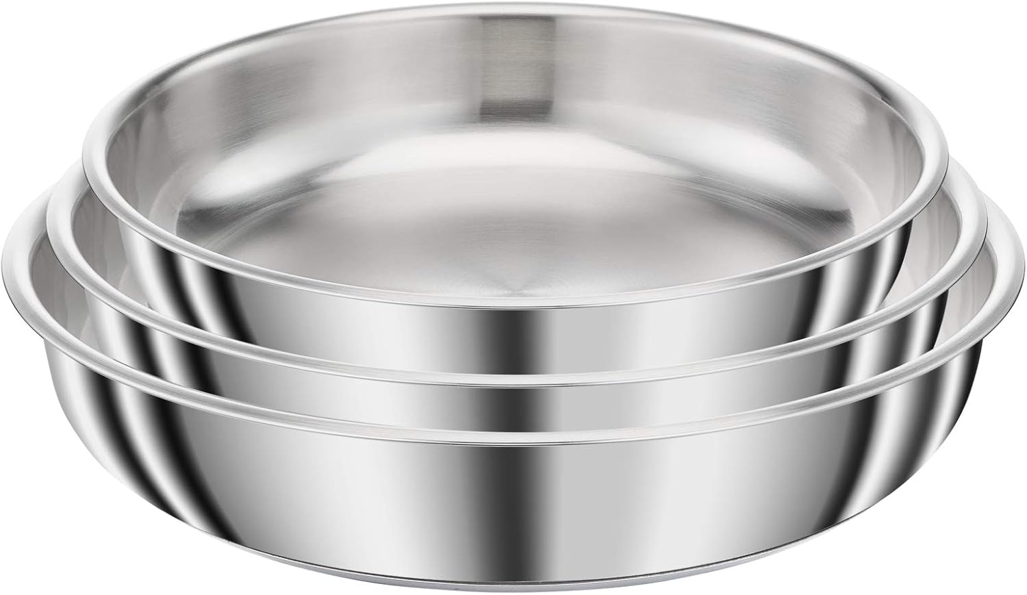 Seb Compact Inox Batterie de cuisine 10 pièces, Induction, Poêles 22/24/26 cm, Casseroles 16/18/20 cm, Sauteuse 24 cm, Couvercles 18/20 cm, 1 poignée L953SA04, Noir, argent, ‎35.4 x 35.29 x 26.8 cm