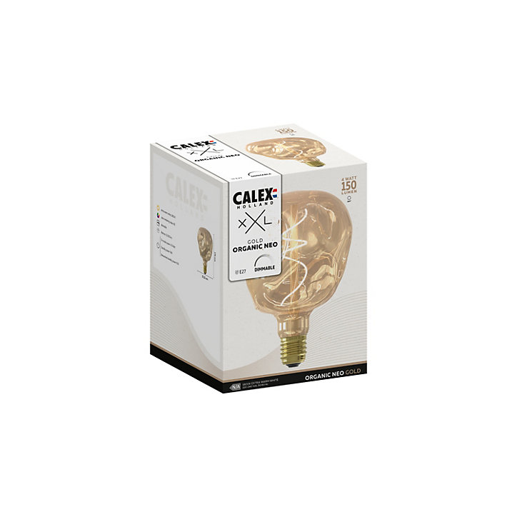 Ampoule LED à filament spirale E27 Organic Neo 150lm 4W blanc extra chaud Calex ⌀12,5cm