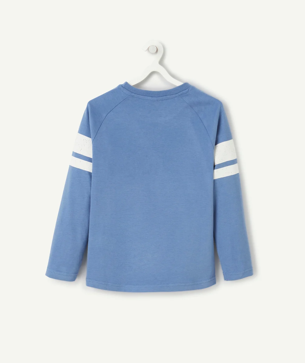 t-shirt manches longues garçon en coton bio bleu thème racing