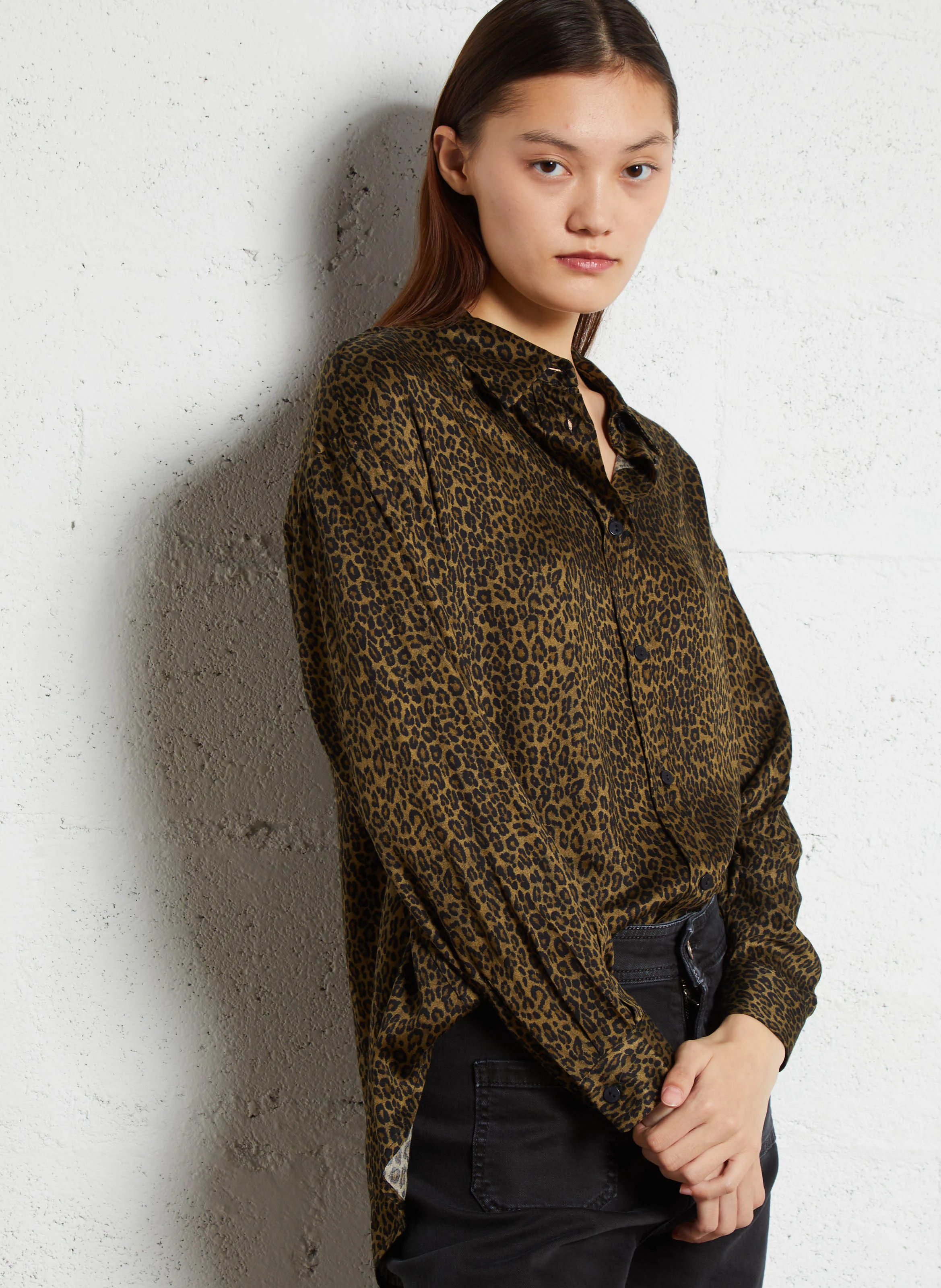 Chemise trapèze imprimée | Marron