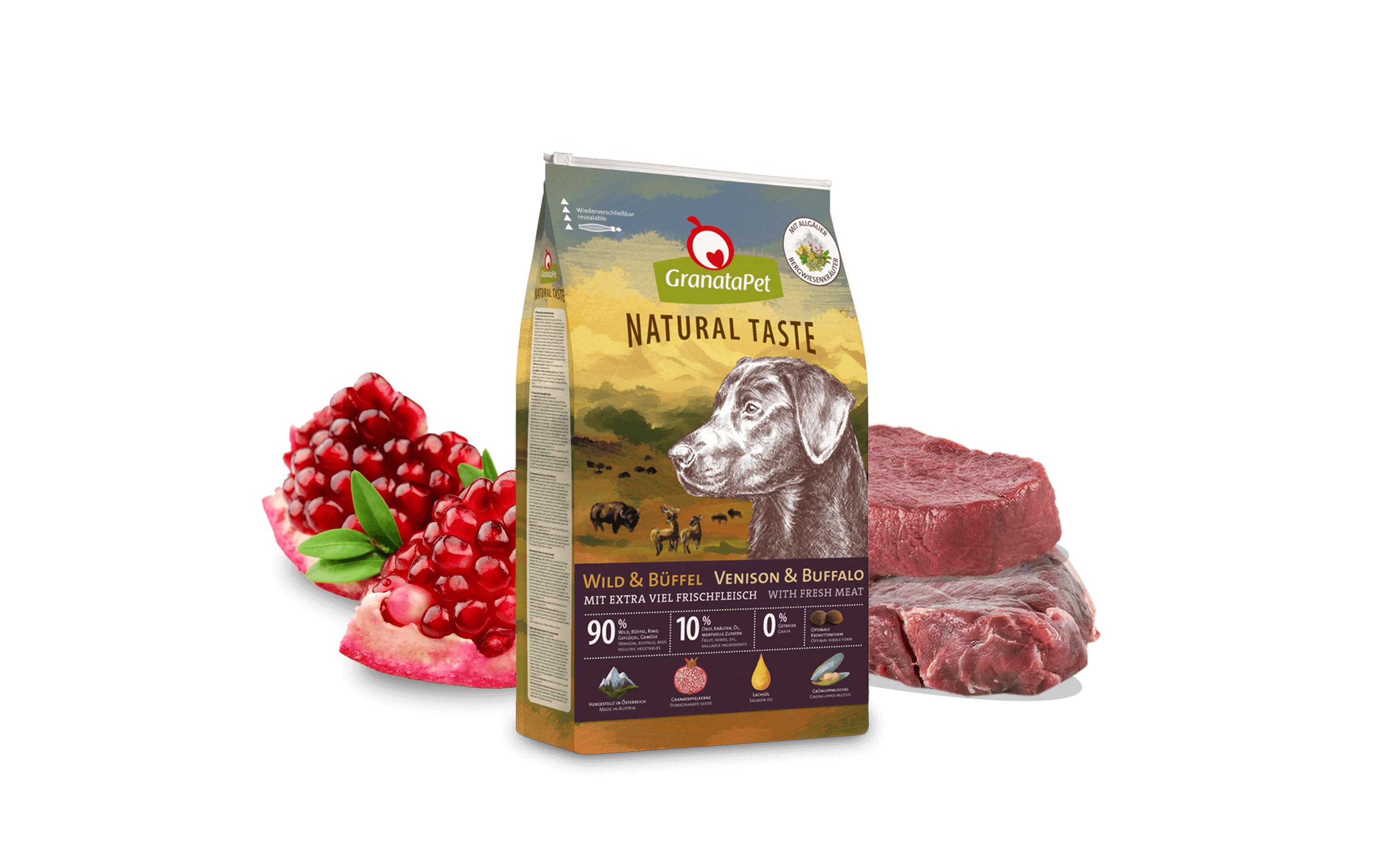 Trockenfutter Natural Taste Wild & Büffel 12 kgAlleinfuttermittel für ausgewachsene Hunde
