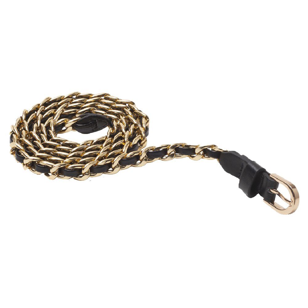 Ceinture noire et dorée synthétique