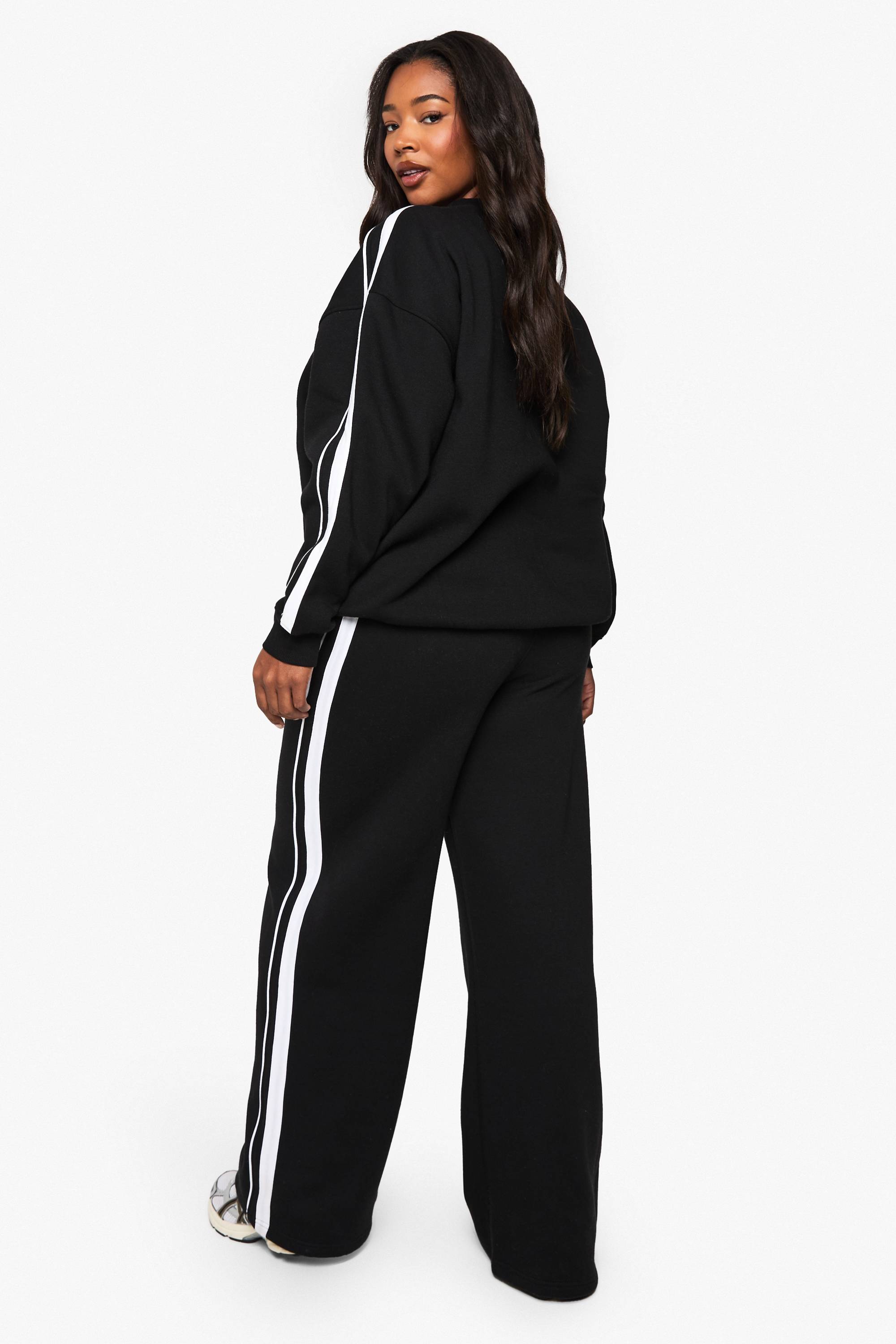 boohoo Joggeurs à jambes larges Plus Side Stripe