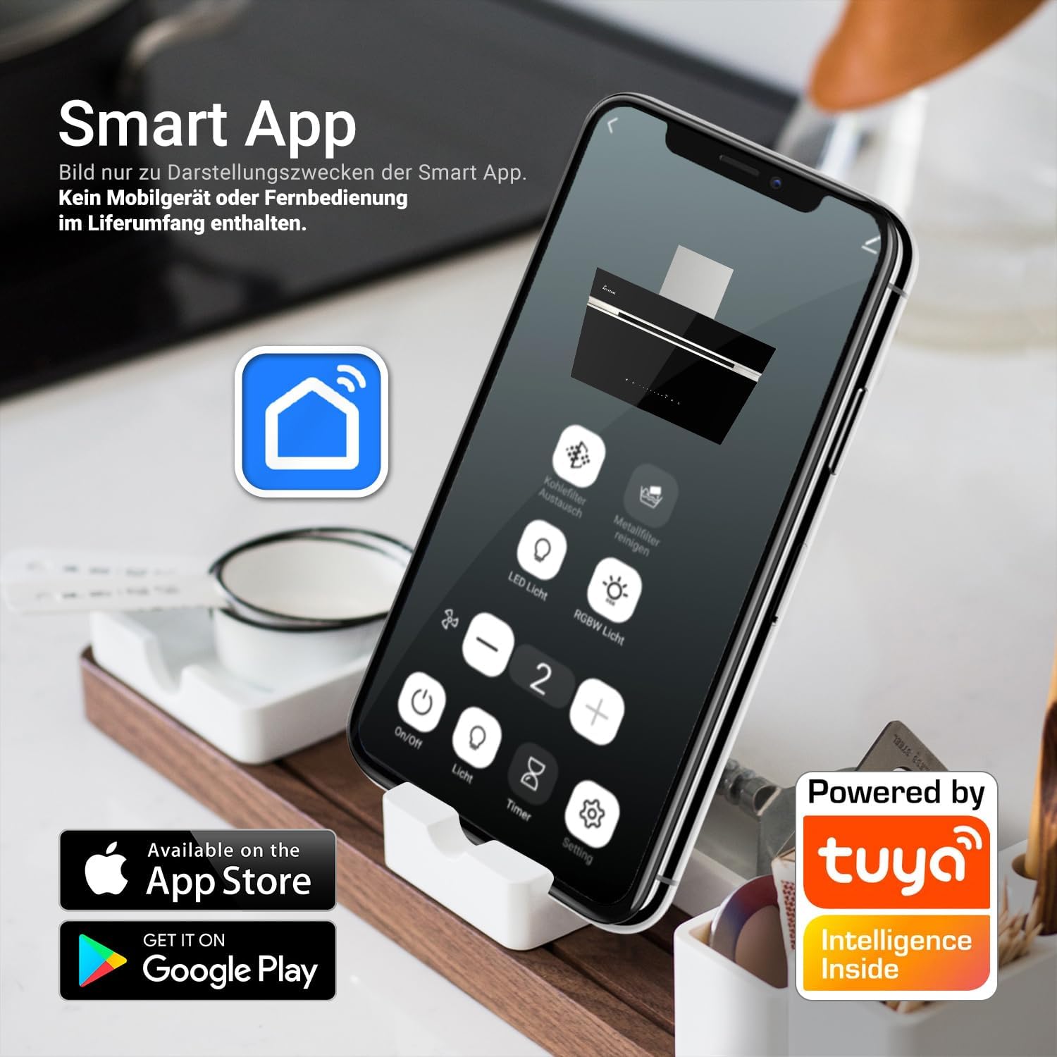 KKT KOLBE A+++ Dunstabzugshaube 60 cm 782 cbm/h Umluft Abluft Kopffrei Wandhaube | Schwarz Silber Edelstahl | Glas | Nachlaufautomatik | Smart WiFi App WLAN | SensorTouch | RGBW LED | AURORA6005SE