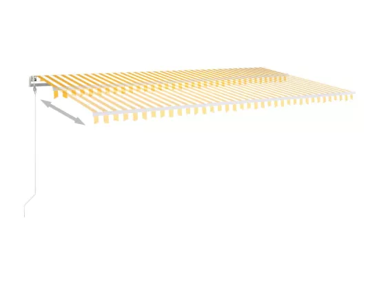 Auvent manuel rétractable avec poteaux 6x3 m Jaune et blanc