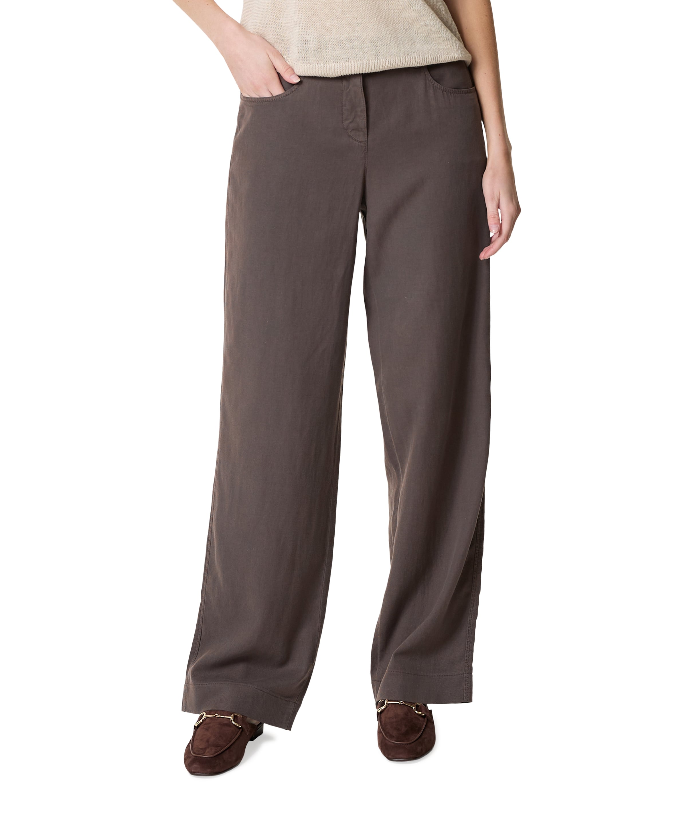 Gardeur Wide leg Feminine dames broek bruin