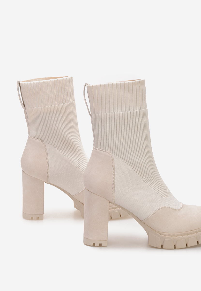 Bottines à gros talon beige Opimia