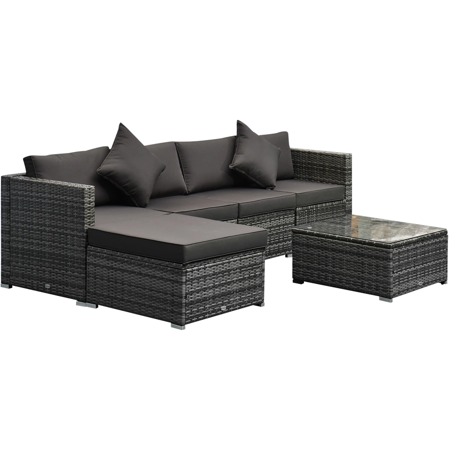 Outsunny Gartenmöbel Set mit Kissen grau