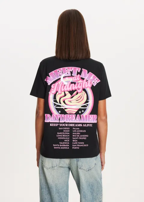 T-shirt met print midnight zwart (ZWART)