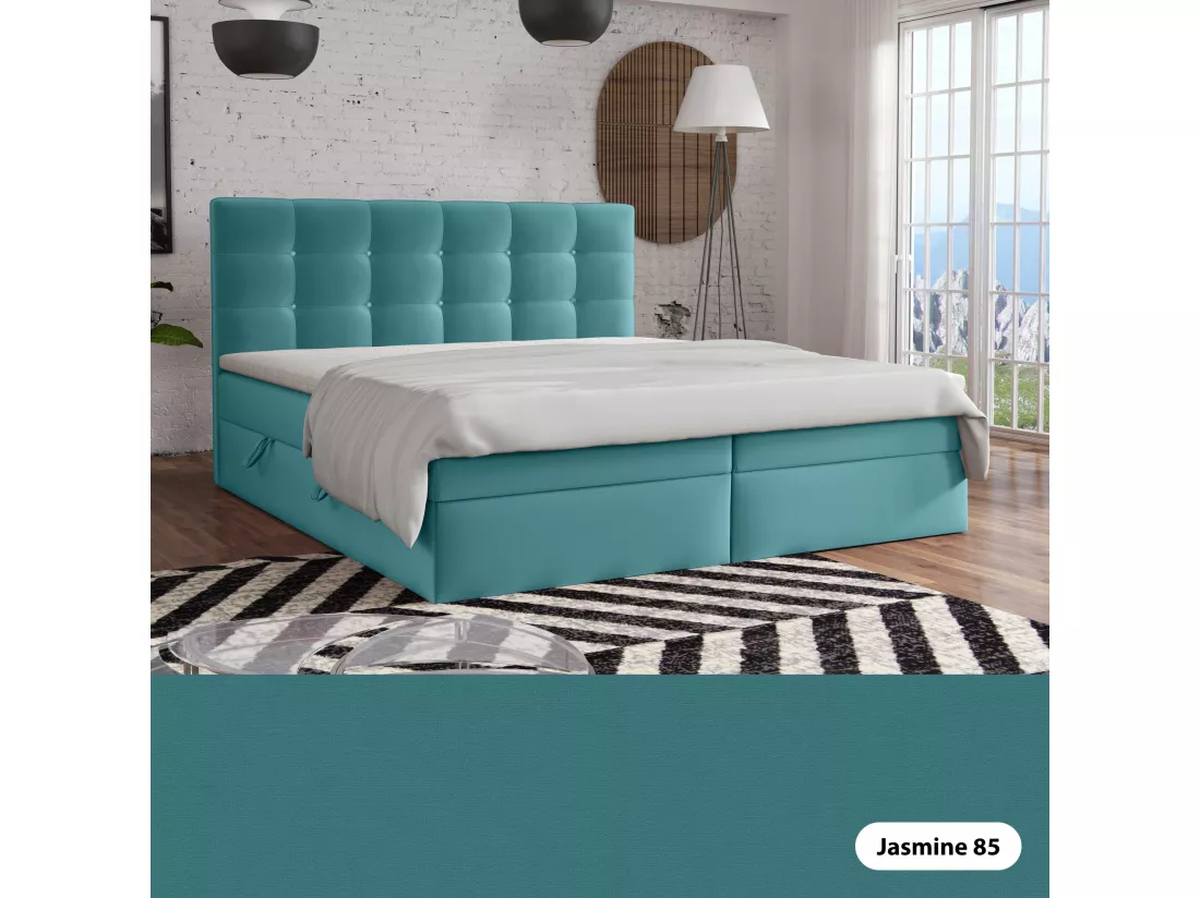 LIT BOXSPRING avec surmatelas Elegante 140x200 cm, turquoise