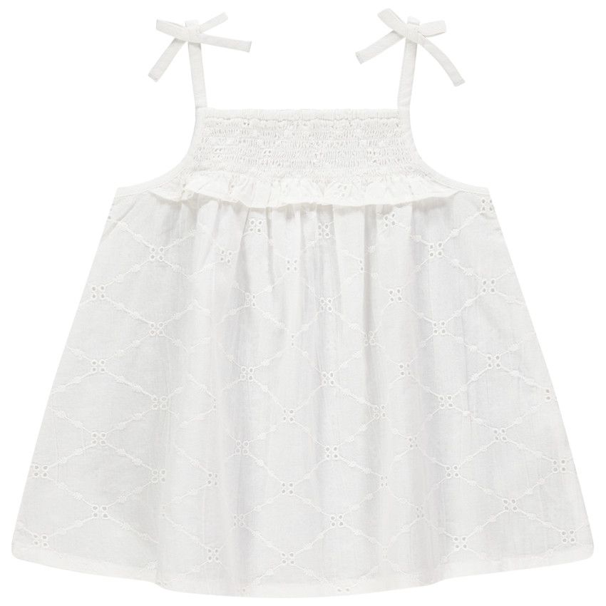 Top en broderie anglaise à fines bretelles - Ecru