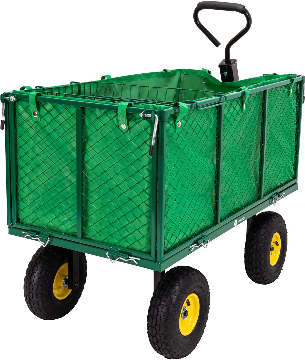 Miweba Bollerwagen MB-550, klappbare Seitenwände, Zuladung bis 550 kg, abnehmbare Polyesterplane (Grün)