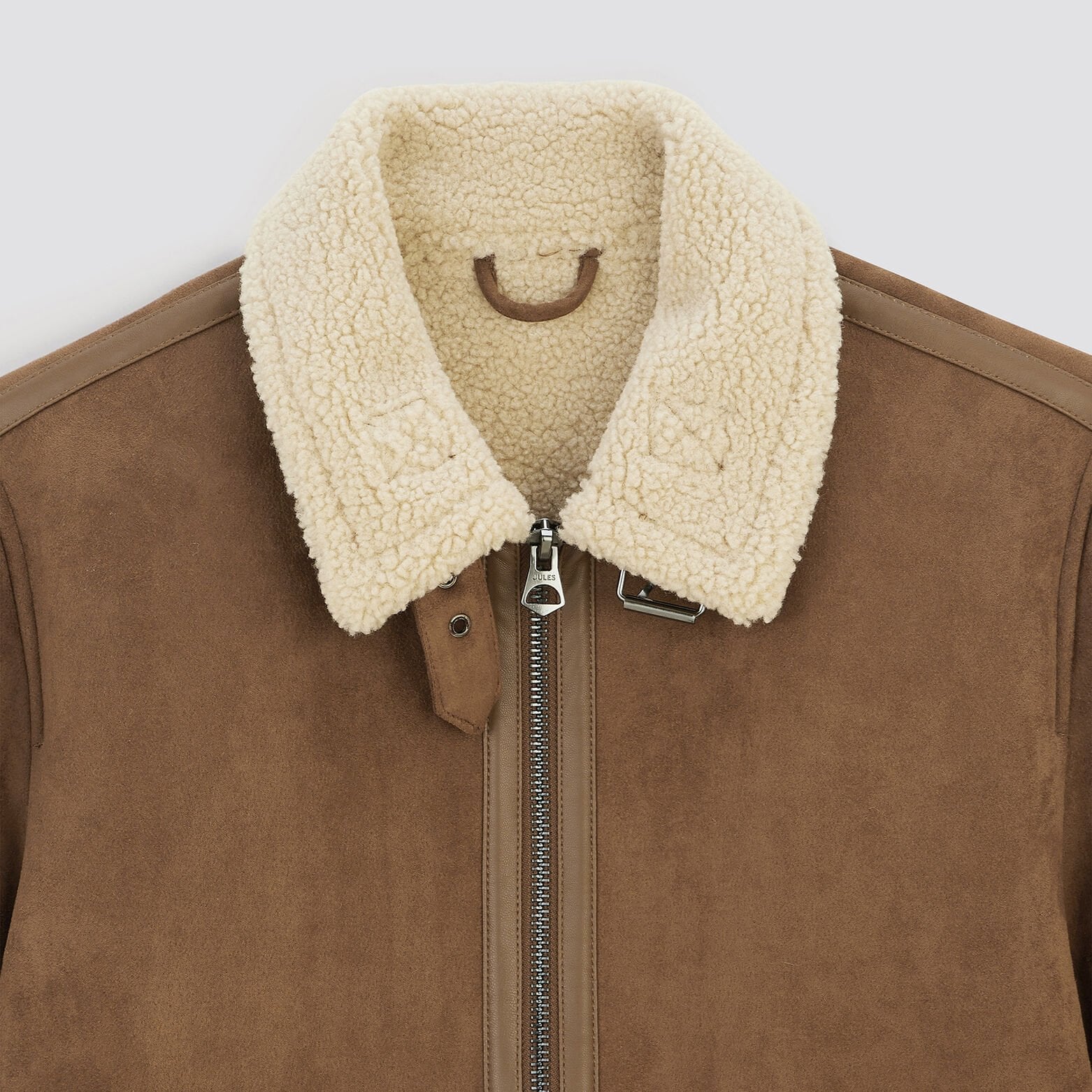 Blouson aspect velours col et doublure moutonné Camel