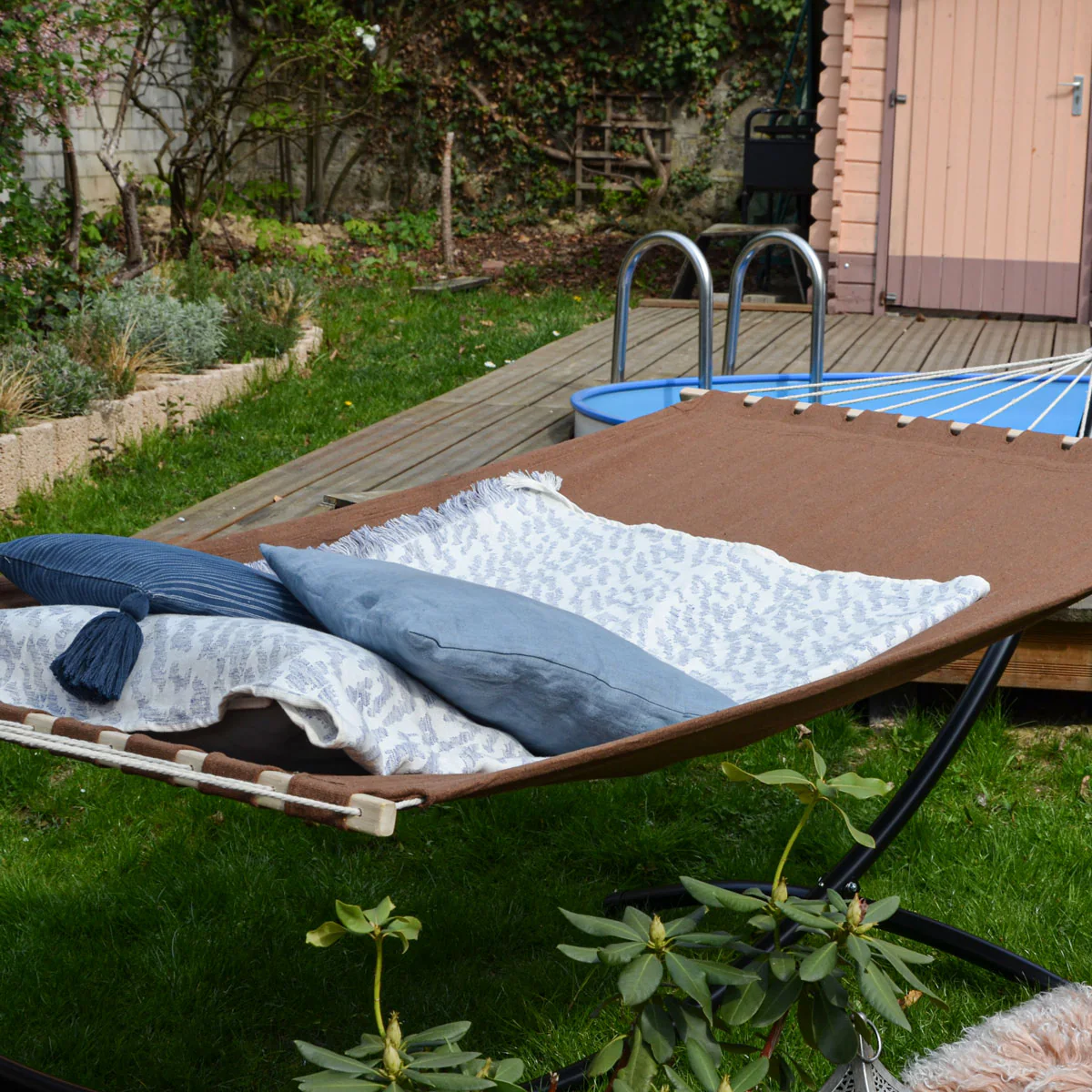 XXL Hängematte braun 2 Pers. 285x120cm 150 KG Matte Hängematten Gartenhängematte