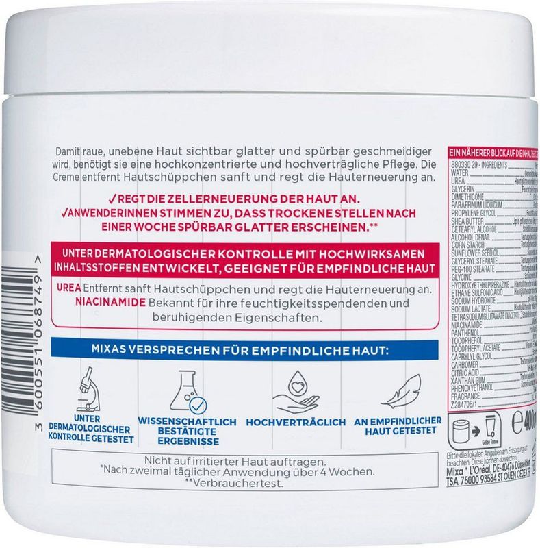 Mixa Verzorgingscrème Cica Repair 10 % Urea, 400 ml